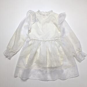 Vintage Teacher's Pet Dress Girls Size 5 White Sheer Floral